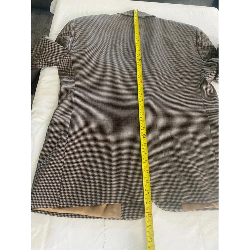 Eisenberg & Eisenberg Vintage Brown Houndstooth Blazer Sport Coat Mens XL 44R